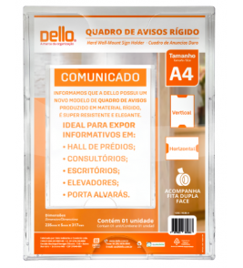 Suporte para aviso a4 transparente rígido quadro multiuso Dello