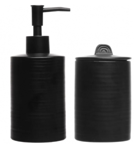 Kit para banheiro cerâmica preto sand com 2 peças Lyor