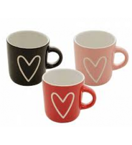 Caneca porcelana heart 170ml cores sortidas