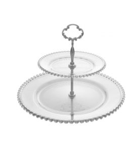 Prato para doces duplo pearl 32x25cm transparente Wolff