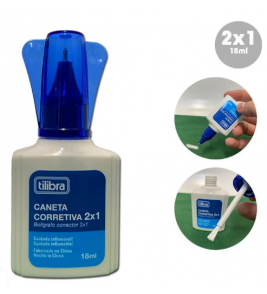 Caneta corretiva 18ml 2 em 1 Tilibra