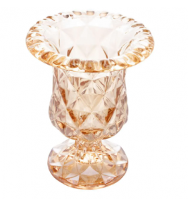  Vaso vidro com pé diamond 14.5x11.5x ambar metali Lyor