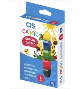Tinta guache com 6 cores em bastão criatic Cis