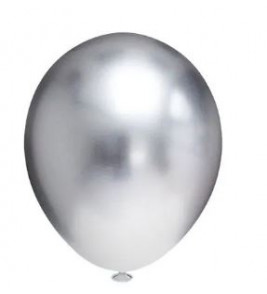 Balão liso 5 cromado prata com 25 unidades Fest Ball