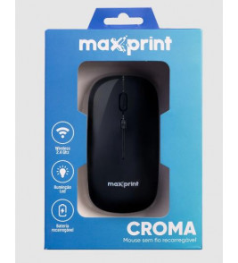 Mouse sem fio croma 1600 dpi 2.4g cinza Maxprint