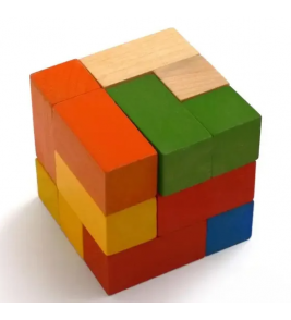 Cubo quebra cabeça nivel 2 7 peças mdf Fundamental Brinquedo