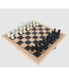  Jogo de xadrez com moldura 28x28cm 32 peças mdf Fundamental Brinquedos