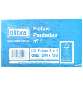 Ficha pautada n1 3x5 100 folhas 126x75mm Tilibra