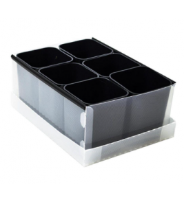 Caixa organizadora com 6 porta objetos cristal e preta Dello