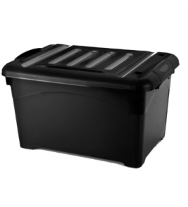 Caixa organizadora 65 litros preta com tampa 59x34x34cm Injeplastec