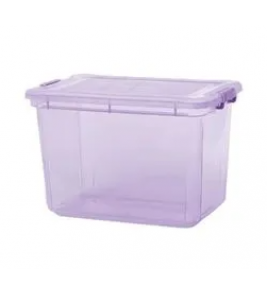 Caixa organizadora 35 litros translucida lilás com tampa 48x32.5x31,5 Plasvale