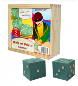 Dado adaptado em relevo 4.5cm 2 peças mdf Fundamental Brinquedos