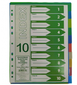 Divisória para fichário 10 posições plástica Kit