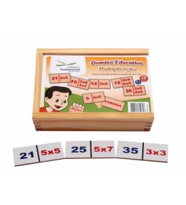 Dominó multiplicação 28 peças mdf Fundamental Brinquedo