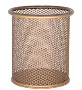 Porta caneta lápis redondo aramado dourado Kit