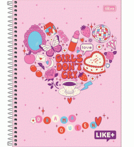Caderno espiral capa dura 20 matérias 400 folhas like+ feminino universitário Tilibra