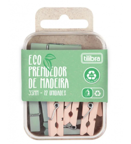 Mini pregador 3.5cm color eco com 12 Tilibra