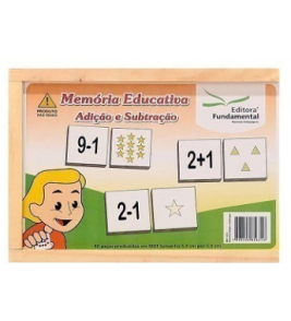 Memória educativa adição e subtração 40 peças mdf Fundamental brinquedos 