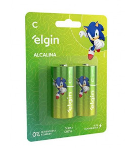Pilha alcalina energy C media 1.5v com 2 lr14 Elgin