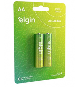 Pilha alcalina energy AA 1.5v com 2 lr6 Elgin