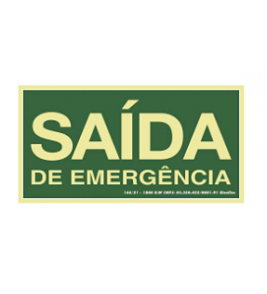 Placa sinalizadora fotoluminescente 30x15 (saída de emergência) Sinalize