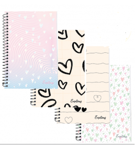 Caderno espiral capa dura 1/4 96 folhas emotions Kit