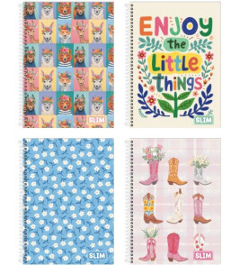 Caderno espiral capa dura 10 matérias 160 folhas slim feminino universitário 3B