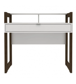 Escrivaninha az1007 branca e nogal 1 gaveta 90cm pé arco Tecno Mobili 