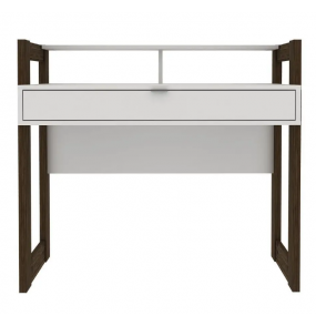 Escrivaninha az1007 branca e nogal 1 gaveta 90cm pé arco Tecno Mobili 