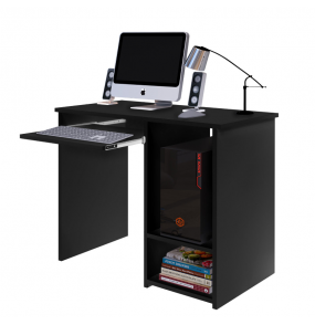 Escrivaninha Inglaterra preta 81,5cm com suporte para teclado J&A Móveis 