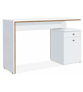 Escrivaninha office branca e nature 1.20mt pé armário e 1 gaveta J&A Móveis