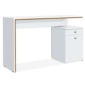 Escrivaninha office branca e nature 1.20mt pé armário e 1 gaveta J&A Móveis