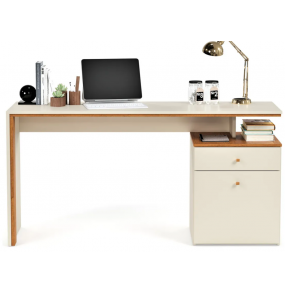 Escrivaninha office off white e nature 1.20mt pé armário e 1 gaveta J&A Móveis 