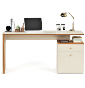 Escrivaninha office off white e nature 1.20mt pé armário e 1 gaveta J&A Móveis 