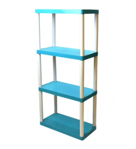 Estante plástica 4 prateleiras retangular 80x40 maxx azul e branca Injeplastec