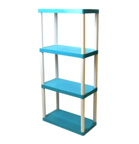 Estante plástica 4 prateleiras retangular 80x40 maxx azul e branca Injeplastec