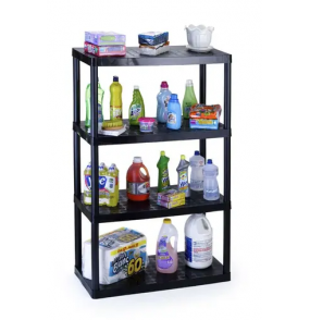 Estante plástica 4 prateleiras retangular 80x40cm maxx preta Injeplastec