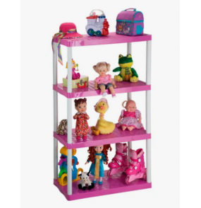 Estante plástica 4 prateleiras retangular 80x40cm maxx rosa e branco Injeplastec 