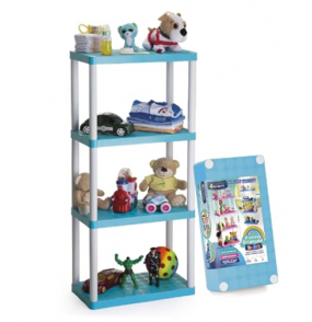 Estante plástica 4 prateleiras retangular 60x30cm azul e branca Injeplastec