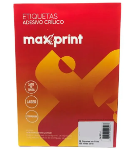 Etiqueta adesiva laser 25.4x66.7mm caixa com 25 folha (6280) Maxprint 