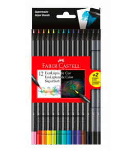 Lápis de cor 12 cores + 2 grafite supersoft Fbaer-Castell
