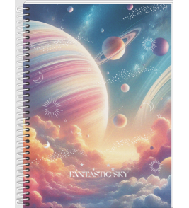  Caderno espiral capa dura 20 matérias 300 folhas fantastic sky 3B