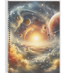 Caderno espiral capa dura 10 matérias 160 folhas fantastic sky universitário 3b