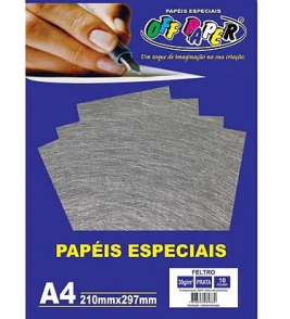Feltro a4 prata 30g 10 folhas Off Paper