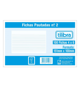 Ficha pautada número 2 4x6 100 folhas 151x100mm Tilibra