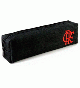 Estojo escolar pequeno flamengo preto e vermelho Kit