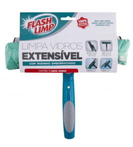 Rodo para vidros 180 graus com microfibra cabo extensível Flash Limp