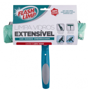 Rodo para vidros 180 graus com microfibra cabo extensível Flash Limp