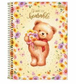 Caderno espiral capa dura 16 matérias 256 folhas love bears universitário Tilibra