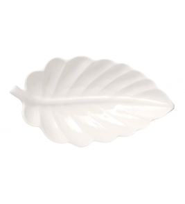 Petisqueira porcelanato folha branco 21.5x11.5x4cm Hauskraft